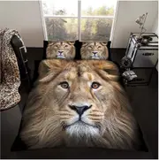 Duvet Cover, 3d Bedding Quilt Covers, Bed Cover With Pillow Cases, Bull Dog, Double 3d Lion