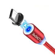 Micro USB LED Magnetic Braided Fast Charging Data Cable 2m For Redmi Note 5 Note 6 Pro S7 RED COLOR
