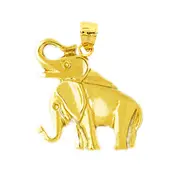 14K Gold Two Elephants Pendant