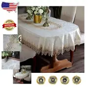 Beautifully Embroidered Oval Tablecloth 60" x 120" – Perfect for Events & Dining