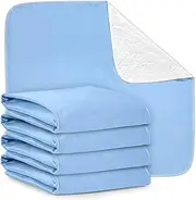 4 Pack of Washable Bed Pads for Incontinence, 34x36 Inches - Reusable Waterproof Mattress Sheet Protector Underpads