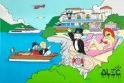 Alec Monopoly Hand oil painting on canvas,Hotel Du Cap Eden Roc 24×32"