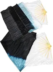[Yardwe] 2pcs Dance Fan Spanish Fans Handheld Bamboo Silk Fan Belly Dancing Fan Silk Hand Fan Chinese Hand Fan Kung Fu Tai Chi Fan Chinese New Year Decorations Asian Fan Stage