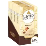 Ferrero Rocher Premium Chocolate Bars, 8 Pack, White Hazelnut, 3.1...