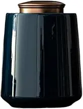 Decorative Ceramic Loose Tea Storage Jar With Double Alloy Sealed Lid Household Coffee Tea Canisters Container(Dark Blue)
