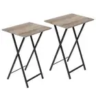 HOOBRO Folding TV Tray Tables Set of 2 Side Table for Small Space Industrial ...