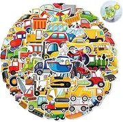 Pack of 60 Children's Car Stickers, Construction Site Vehicle Stickers, Excavator Stickers, Excavator Sticker Set, Waterproof and Reusable Boys' Vehicle Stickers for Suitcase, Aesthetic Stickers, 4-8