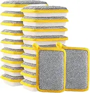 Dishwashing Sponge | 20pcs Absorbent Scrub Sponge | Double-Sided Kitchen Dish Sponge | Washing Up Scrubber Sponges for Daily Household Tasks