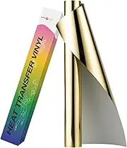 HTVRONT Metallic Gold HTV Vinyl Roll - 12" x 8ft Gold Heat Transfer Vinyl for T Shirts, Gold Iron on Vinyl for All Cutting Machine - Easy to Use for Heat Transfer Project (Metallic Gold)