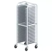 End Load Pizza Pan Rack 2 Inch Spacing Brakes Aluminum NSF Welded Silver 26 Tier