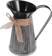 HOOTNEE Farmhouse Decorative Flower Bucket Vintage Iron Floral Arrangement Pot for Dried Flowers Rustic Style Home Decor for Office Living Balcony