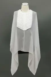 NWT$2095 Brunello Cucinelli Womens Silk Chiffon Poncho Blouse W/Beading SzM A181