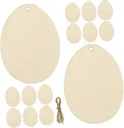 LALAFINA Easter Ornament Craft Set 30pcs Wooden Egg Shape Cutouts for Kids to Paint and Decorate