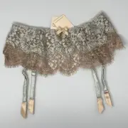 Agent Provocateur Lorelli Suspender Rose Gold Silver AP4 Large NWT $505