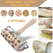 Embossed Rolling Pin Christmas Wooden Rolling Pins For Baking Cookies TR