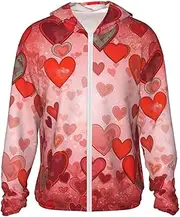 [BWLHJKE] Men's Sun Shirts UPF 50+ Love Heart Shape Sun Protection Hoodie Lightweight Long Sleeve Rash Guard