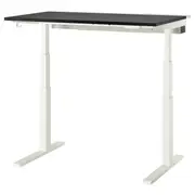MITTZON desk sit/stand, electric black stained ash veneer/white, 120x80 cm