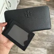 Tory Burch Large Thea Zip Continental Wallet & ID Holder Case In Black