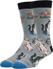 ooohyeah Men's Novelty Animal Crew Socks, Funny Cool Animal Socks for Cat Lover, Fit Men's Shoe Size 8-13