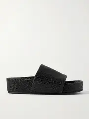[ST. AGNI] ST. AGNI - Woven Leather Platform Slides - Black - IT39 IT 39 Black