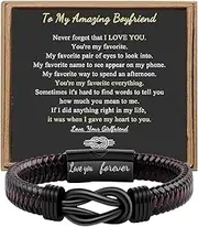 [TPZORJX] 1 Piece Gift Idea for Men Love Leather Bracelet Men Lovers Him Boyfriend Husband Son Leather Bracelet Valentine's Day Him