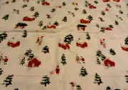 NWT 2 pc~white Pillow Case SET~Cabin winter Sledding Snowmen Skiing FUN Trees