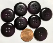 8 Glossy Shiny Domed Top Dark Purple Plastic Sew-thru Buttons 20mm 13/16" 11387