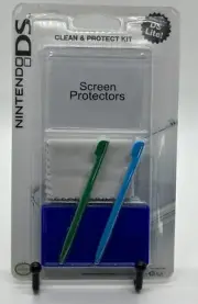 Nintendo DS Lite Clean And Protect Kit Stylus Screen Protector Game Case GN/BL