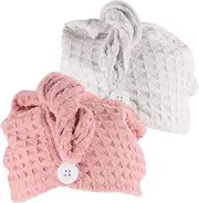 EPIGEIST 2Pcs Quick Drying Hair Towel Ultra Absorbent Microfiber Wrap for Curly Hair Comfortable and Portable Drying Hat for Post Bath Use Lotus