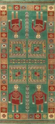 Handmade Green Wool Traditional Carpet Kazak Indian Runner Rug 4x10 Ft