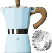 ShanSon Moka Pot Stovetop Espresso Maker 6 Cup 10 oz Italian Coffee Maker Manual Cuban Coffee Percolator Machine Italian Espresso Greca Coffee Maker for Cappuccino or Latte,Blue