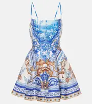 [Camilla] Camilla Printed linen and silk corset dress AU 14 multicoloured