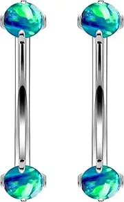 [Rmsnxnnz] 16G Astm F136 Titanium Eyebrow Piercing Jewelry Curved Barbell Eyebrow Ring Vertical Labret Lip Jewelry Daith Rook Earrings Navel Small Belly Button Ring Piercing Jewelry for Women Men Opal