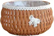 Whtkoph Flower Basket Plant Container Imitation Rattan Easy Interior Decoration Multi -Purpose for Families with PP Liners, Khaki L, as described