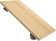 Tofficu Movable Computer Tower Stand with Wheels Minimalist Case Rack for Home Office Easy Glide Computer Host Base Light Walnut Finish