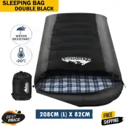 Weisshorn Sleeping Bag Single Camping Winter Hiking Tent Comfort -20°C-10°C BLK