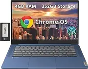 [Lenovo] IdeaPad Slim 3 Chromebook, 14" FHD Touchscreen, MediaTek Kompanio 520 Processor, 4GB LPDDR4X RAM, 352GB Storage (64GB eMMC + 288GB Docking Station Set), WiFi 6, Webcam, Chrome OS, Abyss Blue
