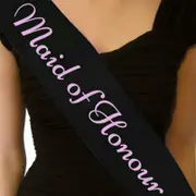 Maid Of Honour Black With Pink Satin Bride Sash Bachelorette Sashes Bridal Shower Hen Night Wedding PARTY 10col