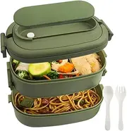 Lunch Box, Bento Box Adults Lunch Box, Double Layer Portable Lunch Box Microwave Lunch Box Food Container Separator with Cutlery 1550ML for Work, Outdoors