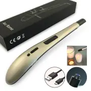 USB Rechargeable Silver Candle Lighter - Windproof Flameless Long Neck ARC