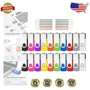 Durable 32GB Swivel USB Flash Drives - 20 Pack with LED Indicator & Lanyards