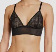 $69 Cosabella Women's Black Forza Mesh Triangle Wireless Bralette Size Small