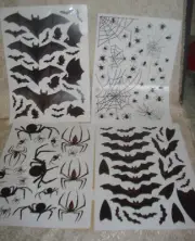 8 Sheets Halloween Decorations Window Clings Stickers BATS, SPIDERS & WEBS
