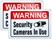 2 Pack Large Warning Security Cameras In Use Metal Sign for House Business
