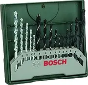 Bosch Accessories 15-Piece Mini-X-Line Mixed Drill Bit Set (Metal, Masonry, Wood, 3x Ø 3/4/5/6/8 mm, Accessories for Drills)