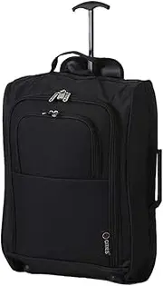 [5 Cities] Cabin Approved Trolley Bag Hand Luggage, 54 cm, 42.0 L, Black, 55 cm, Hand Luggage