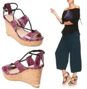 JIMMY CHOO Nelson 100 Madeline Elaphe Cork Wedges Platform Sandals 6.5/36.5 $750