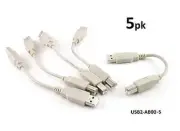 5-PACK 6" USB 2.0 A-Type Male to B-Type Male Printer/ Scanner/etc Cable
