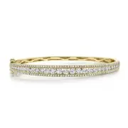 14K Yellow Gold Channel Set Round Diamond Bangle Bracelet Womens Size 17 CM