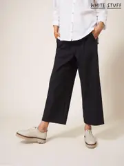 White Stuff Black Belle Wide Leg Cropped Trousers (T89515) | $150